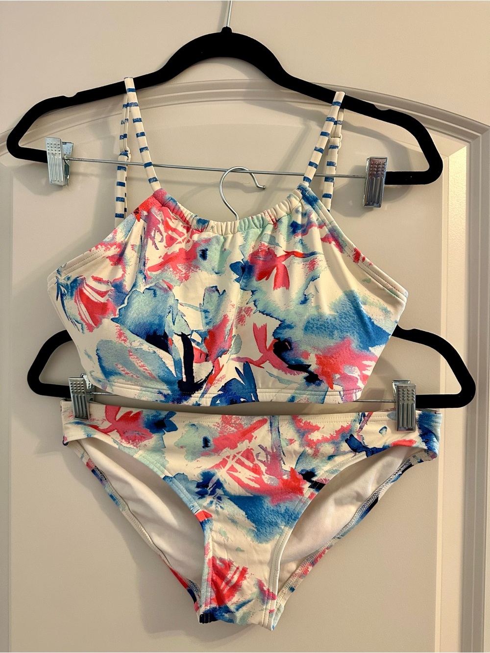 Vince Camuto Floral Watercolor Two-Piece Swimsuit - Blue & Pink